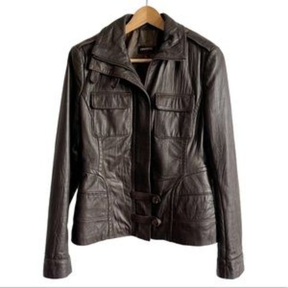 Danier Chocolate Brown Leather Jacket - Picture 1 of 16